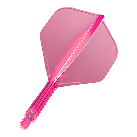 System lotu Target K-Flex No2 Standard – neonowy róż Das Bild zeigt ein neonpinkes Dart-Flight-System. Es besteht aus einem Schaft mit aufgesetztem Flight in moderner, transparenter Optik.