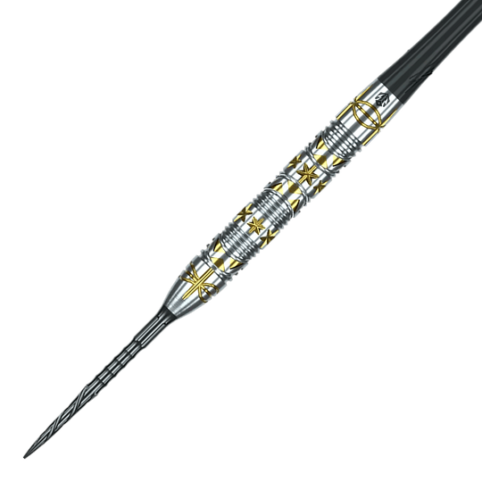 Stalowe lotki Caliburn Halo H1 - 22,5 g Das Bild zeigt die Caliburn Halo H1 Steeldarts mit einem Gewicht von 22,5 g. Die Darts haben ein elegantes Design und sind besonders für präzise Würfe geeignet.