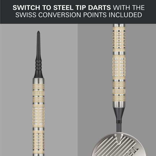 Target Dimitri Van Den Bergh 95K miękkie lotki - 19g Abgebildet ist das Produkt Target Dimitri Van Den Bergh 95K Softdarts - 19g. Diese weichen Darts sind hochwertig verarbeitet und eignen sich für präzises Spiel.
