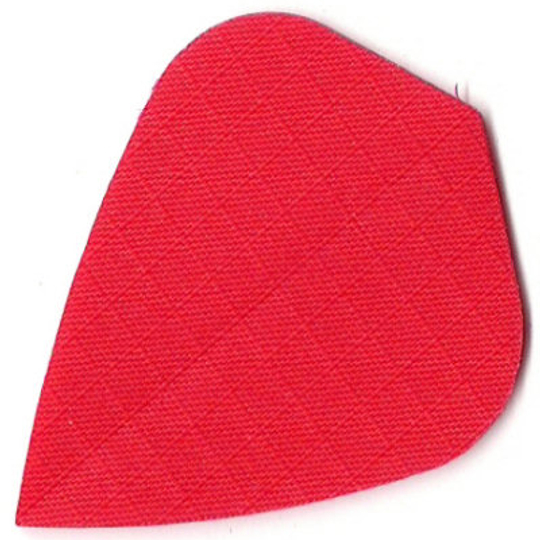 N15 Das Bild zeigt das Produkt "Nylon-Stoff Flights N15". Es handelt sich um einen roten, texturierten Flight aus Nylonstoff, der für Darts verwendet wird.