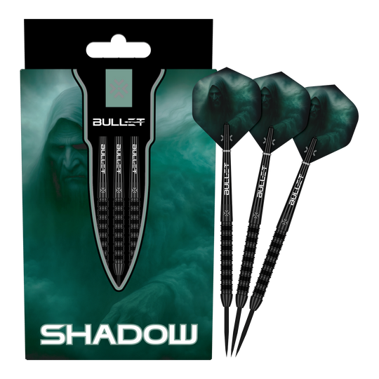 Stalowe lotki Bullet Shadow Das Bild zeigt die Bullet Shadow Steeldarts. Sie sind hochwertige Steeldarts mit einem modernen Design.