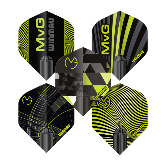 Dieses Bild zeigt die Winmau Michael Van Gerwen Prism No2 Standard Flight Collection. Das Produkt ist speziell für den Dartsport entwickelt.