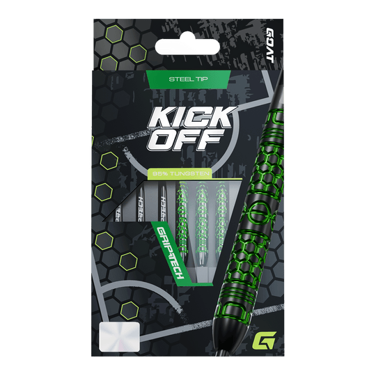 Stalowe lotki GOAT Kick-Off Das Foto zeigt die GOAT Kick-Off Steeldarts. Dieses Dart-Set zeichnet sich durch eine ansprechende Optik und Funktionalität aus.