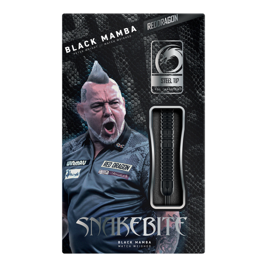 Red Dragon Peter Wright Ukąszenie Węża Czarna Mamba Steeldarts Red Dragon Peter Wright Snakebite Black Mamba Steeldarts, Nahaufnahme von mehreren Darts. Hochwertige Verarbeitung und modernes Design.