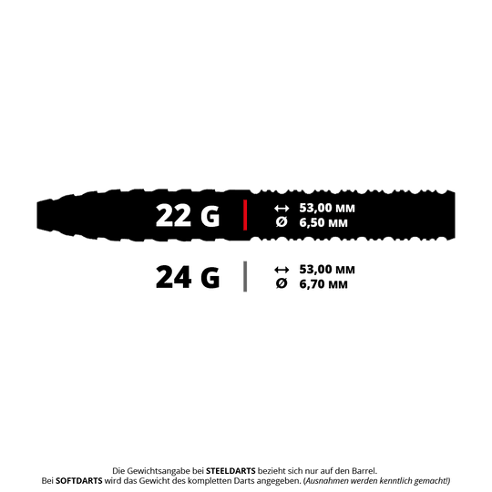 Stalowe lotki Caliburn Awakening ET Das Bild zeigt die Steeldarts CB1902 Caliburn Awakening ET mit einem Gewicht von 22g. Zu sehen sind vermutlich die Darts oder Details des Produkts.