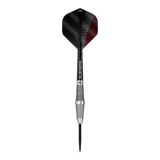 Lotki Mission Michele Turetta ze stali piaskowanej - 23 g Mission Michele Turetta Sandblasted Steeldarts - 23g, abgebildet als einzelner Dartpfeil. Das Bild zeigt das Design und die sandgestrahlte Oberfläche dieses Produkts.