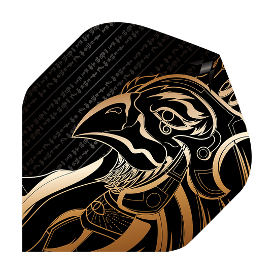 Misja Solo Horus nr 2 Standardowe loty Das Bild zeigt das Produkt "Mission Solo Horus No2 Standard Flights" mit einem gold-schwarzen Design. Darauf ist ein stilisierter Horus-Kopf im ägyptischen Stil abgebildet.