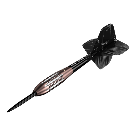 Misja Arkitekt Brązowa krzemionka PVD Steeldarts - 23,5g Das Foto präsentiert die Mission Arkitekt Bronze Silika PVD Steeldarts, Gewicht 23,5g. Das Produktdesign hebt die bronzefarbene Beschichtung hervor.