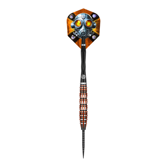 Shoty Badlands Rustin Steel Darts - 23g Dieses Bild zeigt den Shot Badlands Rustin Steeldarts - 23g. Der Dartpfeil ist in Nahaufnahme abgebildet.