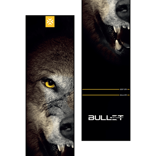 Mata do rzutek Bullet Fang Hier sieht man die Bullet Fang Dartmatte. Sie dient als Schutzunterlage für den Dartbereich und hilft beim richtigen Stellen der Wurflinie.