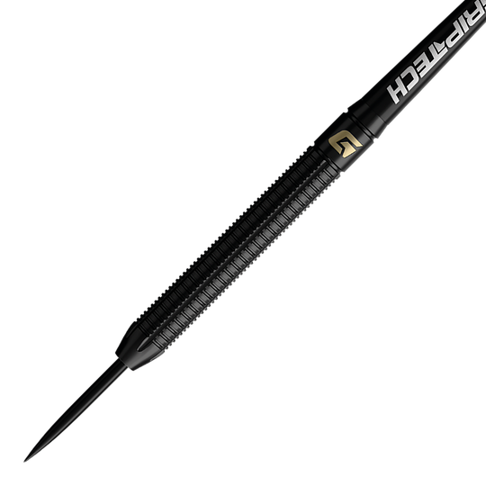 Hier ist ein weiteres Bild der GOAT Athlete Black Tungsten Steeldarts zu sehen. Die Steeldarts zeichnen sich durch ein modernes und robustes Design aus.