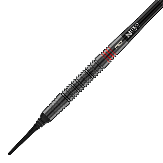 Miękkie lotki Red Dragon Jonny Clayton RD-ADV - 18g Die Abbildung zeigt die Red Dragon Jonny Clayton RD-ADV Softdarts - 18g. Ein einzelner Softdart wird seitlich gezeigt.