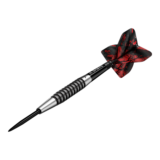 Lotki Mission Kunai Black PVD Steel Darts - 23g Abgebildet ist der Mission Kunai Black PVD Steeldarts mit einem Gewicht von 23g. Der Dart hat ein elegantes schwarzes Design und eignet sich ideal für Präzisionswurf.