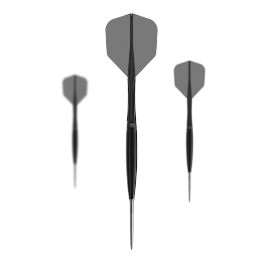Lotki stalowe Caliburn Chord C2 - 23,5 g Abgebildet ist ein Set der Caliburn Chord C2 Steeldarts - 23,5g. Mehrere Darts werden zusammen präsentiert.