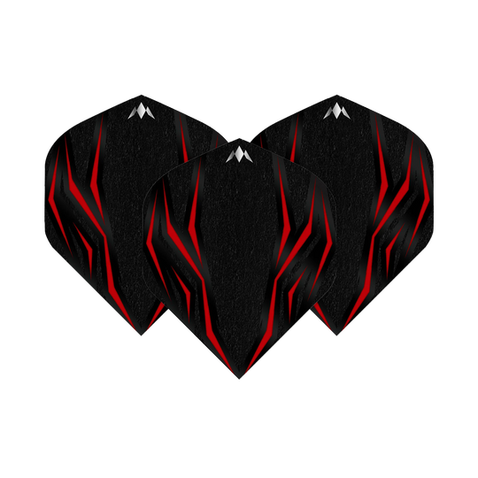 Loty Mission Lava Red nr 6 Das Bild zeigt die Mission Lava Red No6 Flights. Es sind rote Flights für Dartpfeile.