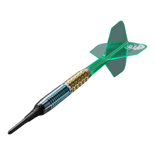 Target Japan Prime Series Zenith GEN 2.5 Soft Darts - 20g Das Bild zeigt die Target Japan Prime Series Zenith GEN 2.5 Softdarts mit einem Gewicht von 20g. Die Darts sind für das Softdartspiel geeignet und haben ein modernes Design.