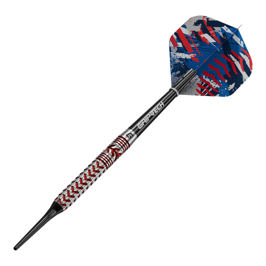 Zu sehen sind die GOAT Curveball Tungsten Softdarts - 20g. Die Darts zeichnen sich durch ihr Gewicht von 20 Gramm und das verwendete Tungsten aus.