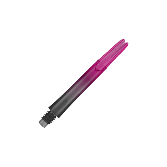 Wałek L w stylu L Zablokowany, prosty, naturalny9 Wałek dwutonowych - różowy Das Bild zeigt einen zweiteiligen Dart-Schaft in den Farben Schwarz und Pink. Der Schaft hat ein Schraubgewinde auf einer Seite und ist gerade geformt.