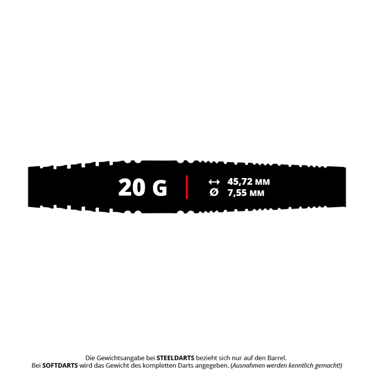 Miękkie lotki Red Dragon Recon Torpedo - 20g Auf dem Bild sind Red Dragon Recon Torpedo Softdarts mit einem Gewicht von 20g zu erkennen. Die Darts sind schlank und haben ein modernes Design.