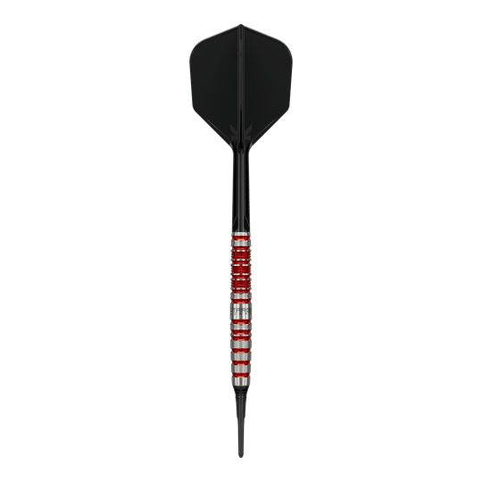 Miękkie lotki Target Black Marque Spinel - 21,5 g Target Black Marque Spinel Softdarts - 21,5g ist ein professioneller Dartpfeil. Das Bild hebt die Form und das Aussehen des Softdarts hervor.