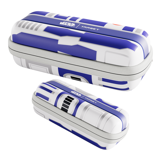 Dieses Bild präsentiert das Target Star Wars Boa Dartcase mit R2D2-Motiv. Das Dartcase schützt die Darts und ist ein Hingucker für Star Wars-Liebhaber.