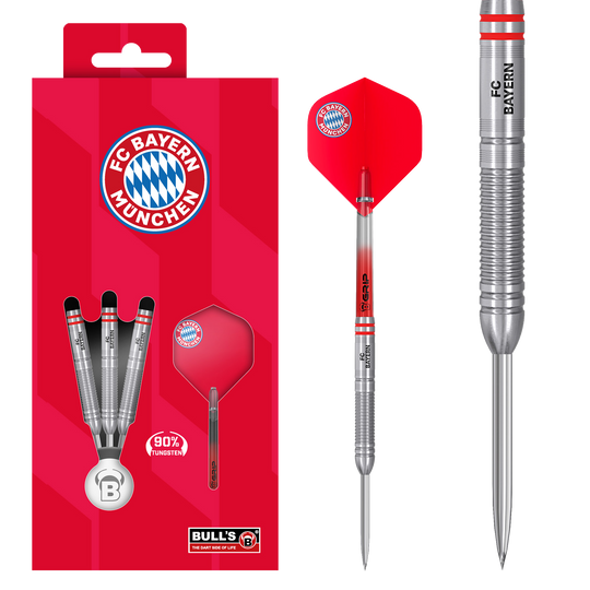 Rzutki ze stali wolframowej Bulls FC Bayern Monachium Zu sehen sind die Bulls FC Bayern München Tungsten Steeldarts. Das Produkt spricht Dartspieler und Bayern München Fans an.