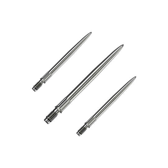 Końcówki do lotek Mission R2.5 Rapid Point SM1 – srebrne Ein Set silberner Dartspitzen ist abgebildet. Es sind Mission R25 Rapid Point SM1 Dartspitzen mit 30mm Länge.