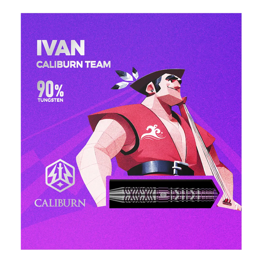 Stalowe lotki Caliburn Awakening Ivan Zu sehen sind die Caliburn Awakening Ivan Steeldarts. Diese Steeldarts sind bekannt für ihre Präzision.