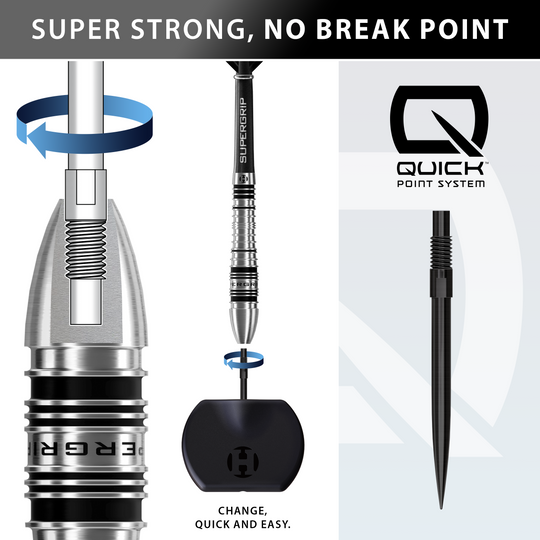 Lotki stalowe Harrows Supergrip Bomb Quick Point Auf dem Bild sieht man die Harrows Supergrip Bomb Quick Point Steeldarts. Diese Darts sind ideal für ambitionierte Dartspieler.