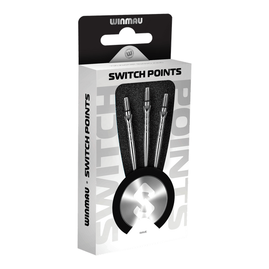 Abgebildet sind die Winmau Switch Point Wave Steeldartspitzen im Silver Effect. Die Spitze ist für Dartpfeile geeignet und sorgt für einen besonderen Look.