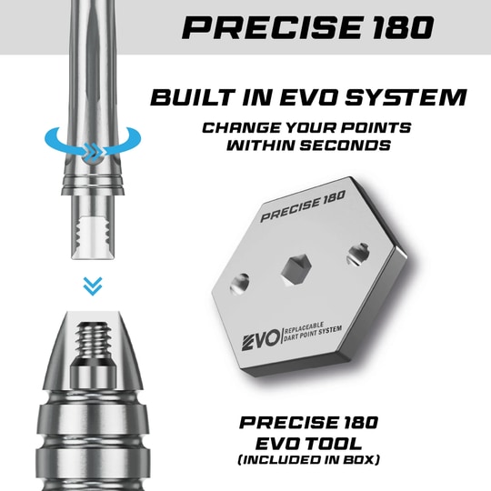 Precise 180 Ricardo Pietreczko GEN1 steel darts Precise 180 Ricardo Pietreczko GEN1 Steeldarts sind auf diesem Bild abgebildet. Diese Steeldarts sind optimal für präzises Werfen.