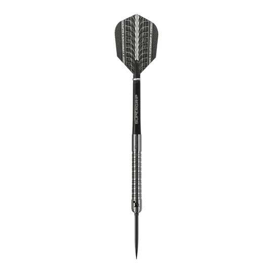Lotki stalowe Harrows Supergrip 90 Quick Point Das Foto zeigt den Harrows Supergrip 90 Quick Point Steeldarts. Der Dart wird seitlich präsentiert.