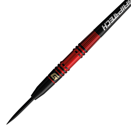 Dies ist ein Foto der GOAT Athlete Red Tungsten Steeldarts. Die Steeldarts bestehen aus robustem Tungsten.