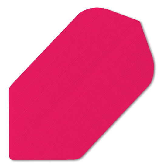 n13 Das Bild zeigt ein Produkt namens "Nylon-Stoff Flights N13". Es ist ein pinkfarbener, flacher und asymmetrisch geformter Dartflight.