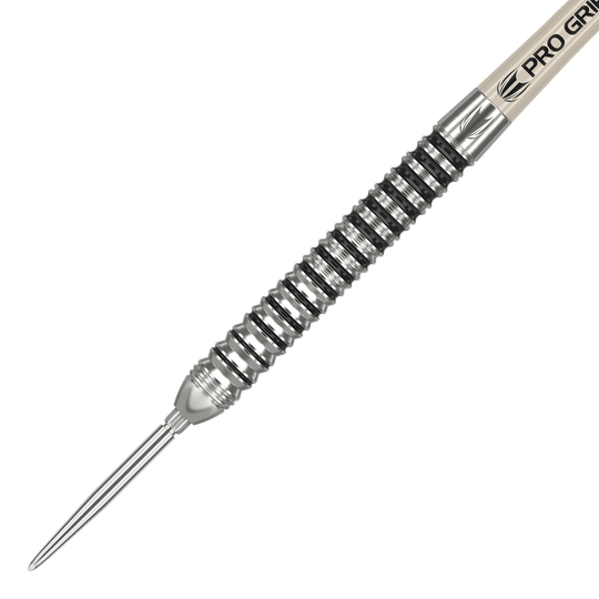 Stalowe lotki Target EXO SP01 Swiss Point Das Bild zeigt einen Target EXO SP01 Swiss Point Steeldart. Der Dart hat ein silbernes, geriffeltes Barrel und eine spitze Stahlspitze.