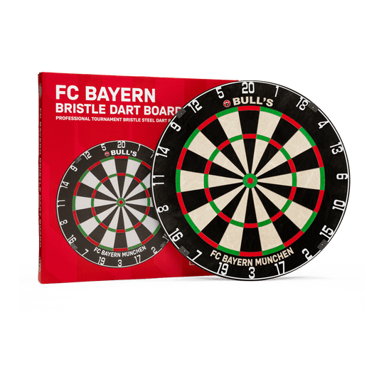 Tarcza do darta ze stali Bristle, Bulls FC Bayern Munich Das Bild präsentiert das Bulls FC Bayern München Bristle Steeldartboard. Es handelt sich um ein Steeldartboard mit FC Bayern München Logo.