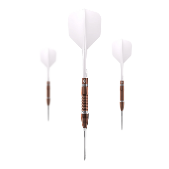 Stalowe lotki Caliburn Big Cats Lion Das Foto präsentiert ein Set von Caliburn Big Cats Lion Steeldarts. Alle Darts aus dem Set sind zusammen dargestellt.