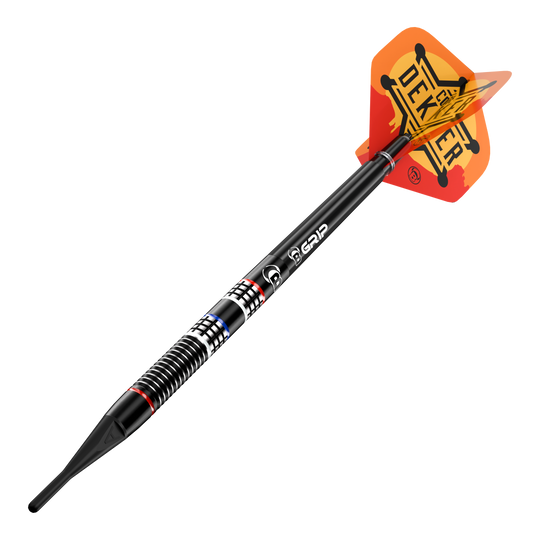 Bulls Cor Dekker The Sheriff Soft Darts - 20g Dies ist ein Bild der Bulls Cor Dekker The Sheriff Softdarts - 20g. Das Produkt wird deutlich von der Seite gezeigt.