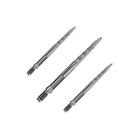 Końcówki do lotek Mission R2.5 Rapid Point DSX – srebrne Das Bild zeigt Mission R25 Rapid Point DSX Dartspitzen in Silber mit einer Länge von 30mm, als Set verpackt. Die Dartspitzen sind speziell für den Dartsport entwickelt.