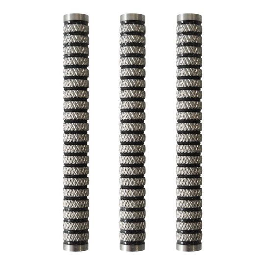Lufy do rzutek McDart Black Ring Knurled Softdart - 18 g Das Bild zeigt die McDart Black Ring Knurled Softdart Barrels mit einem Gewicht von 18g. Die Barrels sind speziell für Softdarts und zeichnen sich durch eine gerändelte Oberfläche aus.