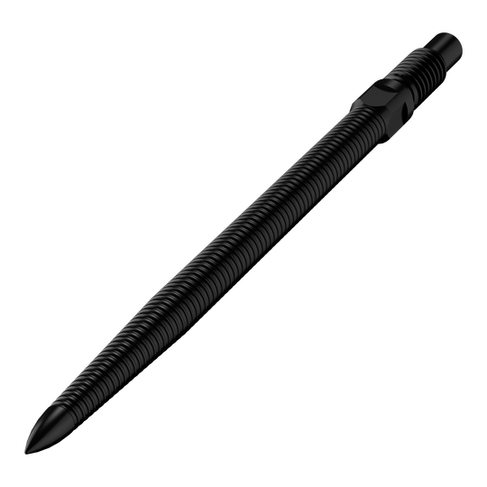 Końcówki do rzutek Bulls NL Convertible Point - Micro Grip - czarne Das Bild zeigt eine einzelne schwarze Dartspitze mit feiner MicroGrip-Struktur. Diese trägt den Namen BU57704_BullsNL_Convertible_Points_MicroGrip_Schwarz_32mm_2.