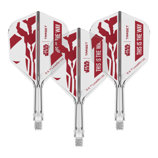 Zestaw Target Star Wars K-Flex Mandalorian No6 Flights Dieses Motiv zeigt den Schriftzug 'This Is The Way' aus Star Wars auf einem Dart-Flügel. Der No6 Flight ist 19 mm groß und eignet sich für Darts.