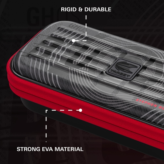 Etui na lotki Takoma Ghost Series Stephen Bunting Auf dem Bild ist das Takoma Ghost Series Stephen Bunting Dartcase zu sehen. Es ist eine Schutztasche für Darts mit dem Design von Stephen Bunting.