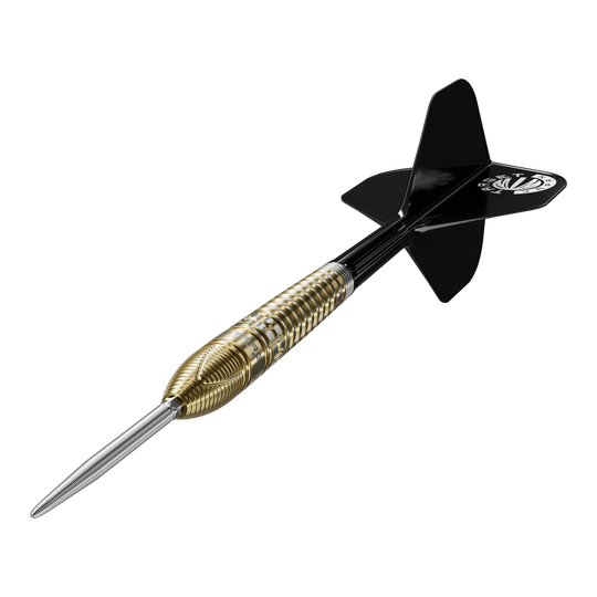 Hier sieht man die Target Japan Prime Series Harith Lim HotShot GEN3 Swiss Point Steeldarts. Sie bieten eine hohe Qualität und Präzision für das Dartspiel.
