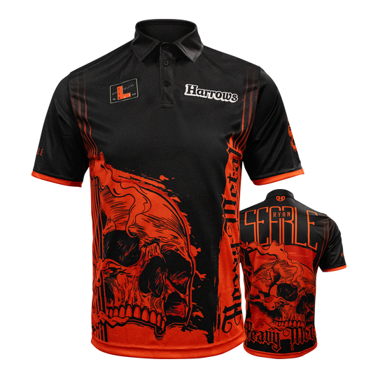 Koszulka Harrow's Ryan Searle Heavy Metal Player Gezeigt wird das Harrows Ryan Searle Heavy Metal Playershirt. Dieses Produkt ist ein Spielertrikot für Dartfans.