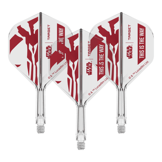 Zestaw Target Star Wars K-Flex Mandalorian No2 Standard Flights Dieses Dart-Flight zeigt das Star Wars Motiv 'This Is The Way'. Es ist das Modell 'K-Flex This Is The Way No2 Standard Flights' mit 19mm.