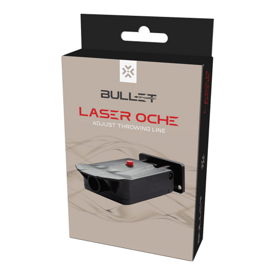 Dąb Laserowy Bullet Bullet Laser Oche zur Anzeige der Oche-Linie für Darts. Das Gerät erleichtert die Einhaltung der richtigen Abwurfdistanz.