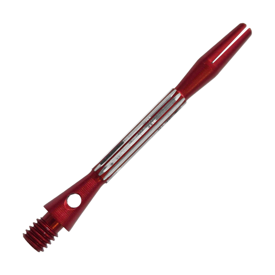 Aluminiowe wałki Bulls NL Flash 2 - czerwone - 46 mm Bulls NL Flash 2 Aluminium Shafts in Rot, 46 mm lang. Das Bild zeigt einen roten Aluminiumschaft für Dartpfeile.
