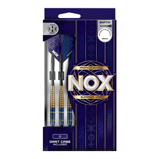 Harrows Nox Premium Brass Softdarts. Die Abbildung zeigt Premium Softdarts aus Messing von Harrows.