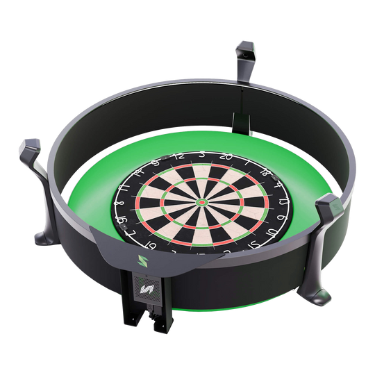 Elektroniczny system autopunktacji Scolia Home 2 z pierścieniem świetlnym 2026 Das Bild zeigt das Produkt „Scolia Home 2 Electronic Score System mit Beleuchtungsring“, ein elektronisches Zählsystem für Dartscheiben. Es verfügt über einen runden Beleuchtungsring und eine integrierte digitale Anzeige.